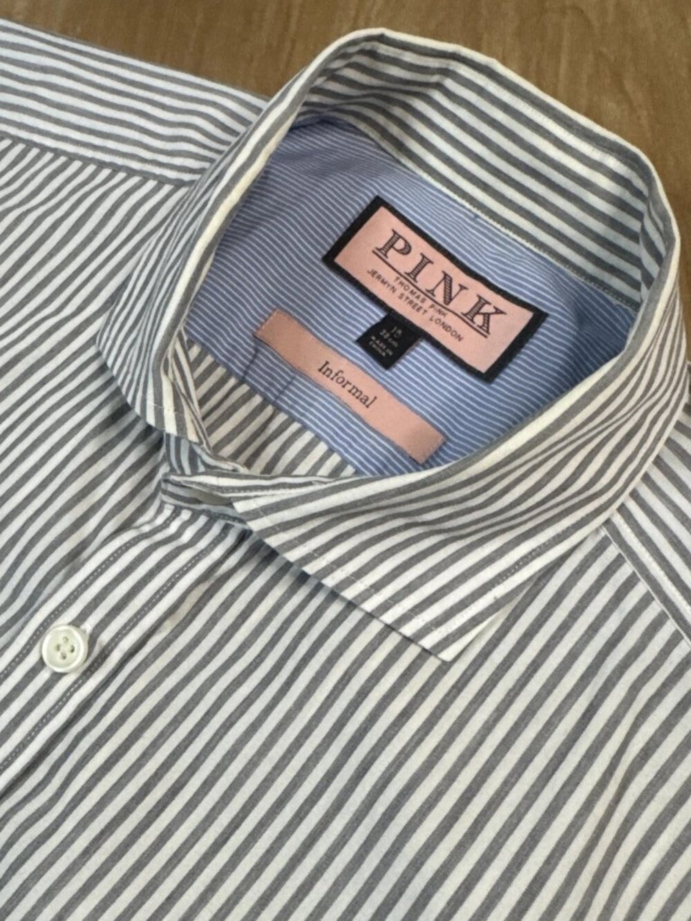 Mens Pink Thomas Pink Slim Fit Striped Long Sleeve Button Up Shirt 15 38cm